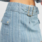 BELTED MINI DENIM SKIRT