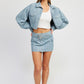 BELTED MINI DENIM SKIRT