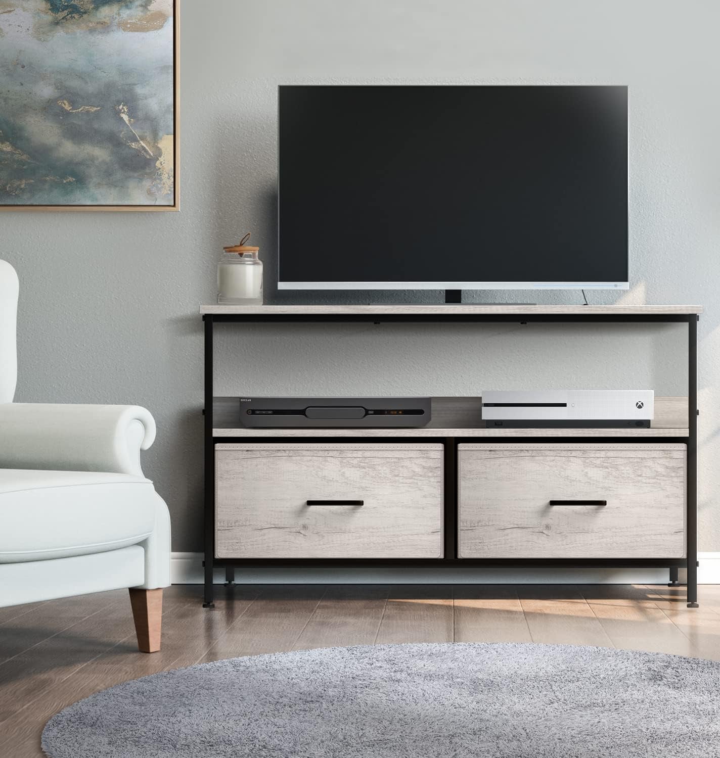 TV Stand Dresser with 2 Drawers - Television Riser Chest with Storage