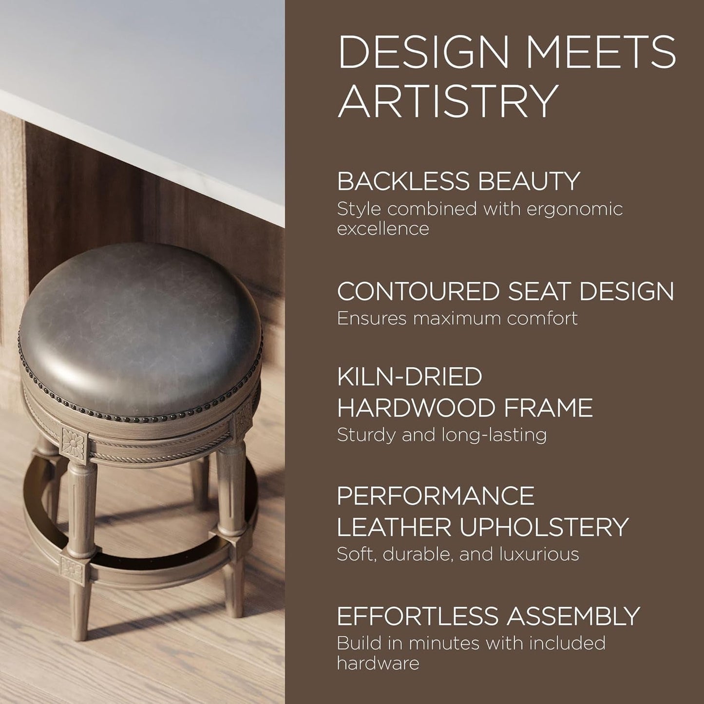 Pullman 31 Inch Tall Bar Height Upholstered Backless Barstool in