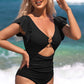 Ruffle O-Ring Cutout One Piece Bathing Suit