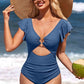 Ruffle O-Ring Cutout One Piece Bathing Suit