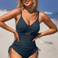 Ribbed Tie Side High Cut Twist Front Bathing Suit