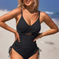 Ribbed Tie Side High Cut Twist Front Bathing Suit