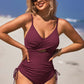 Ribbed Tie Side High Cut Twist Front Bathing Suit