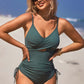 Ribbed Tie Side High Cut Twist Front Bathing Suit