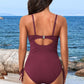 Ribbed Tie Side High Cut Twist Front Bathing Suit