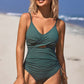 Ribbed Tie Side High Cut Twist Front Bathing Suit