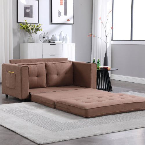 VIDEO Provided 3-in-1 Upholstered Futon Sofa Convertible Floor Sofa