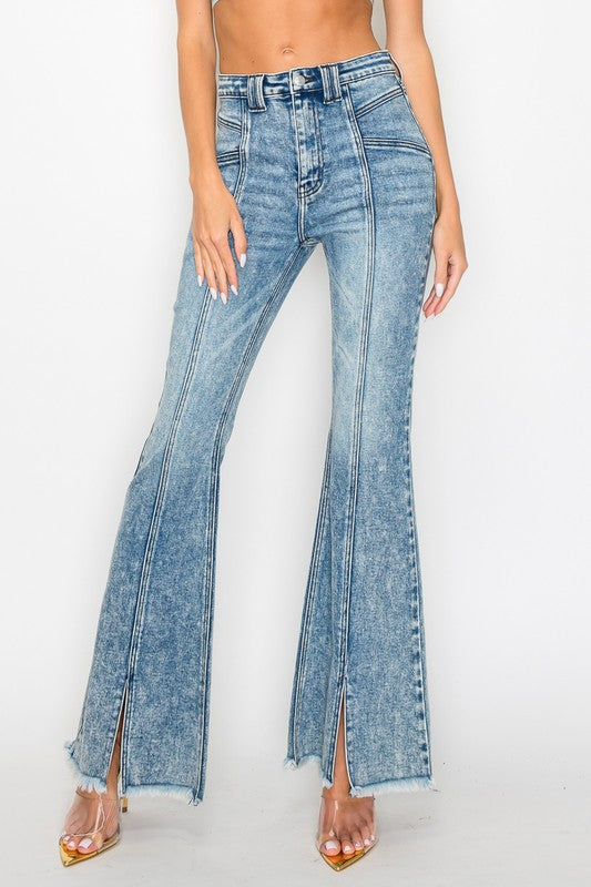 HIGH RISE SUPER STRETCH FLARE W/SEAMED FRONT JEANS