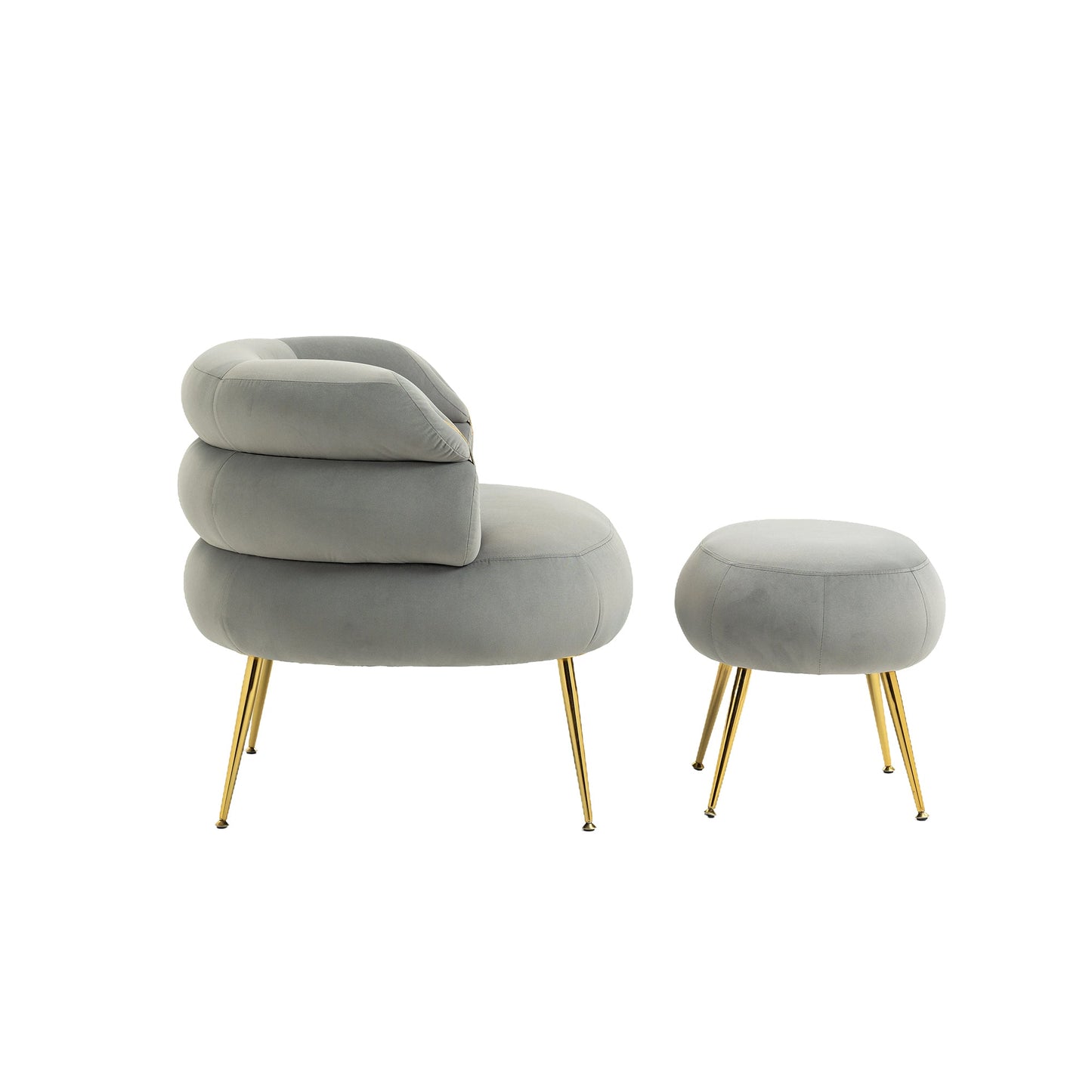 Upholstered Velvet Barrel Accent Chair with Ottoman,Accent Comfy