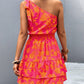 Womens Summer One Shoulder Flowy Short Dresses