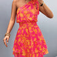 Womens Summer One Shoulder Flowy Short Dresses