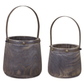 Rustic Wooden Pail Set With Steel Handles