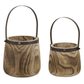 Rustic Wooden Pail Set With Steel Handles