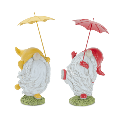 Whimsical Garden Gnomes With Umbrellas - Set Of 4