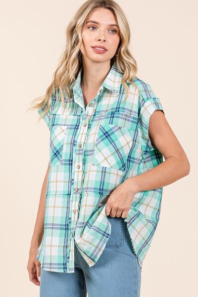 Mittoshop Mineral Wash Plaid Button Down Shirt