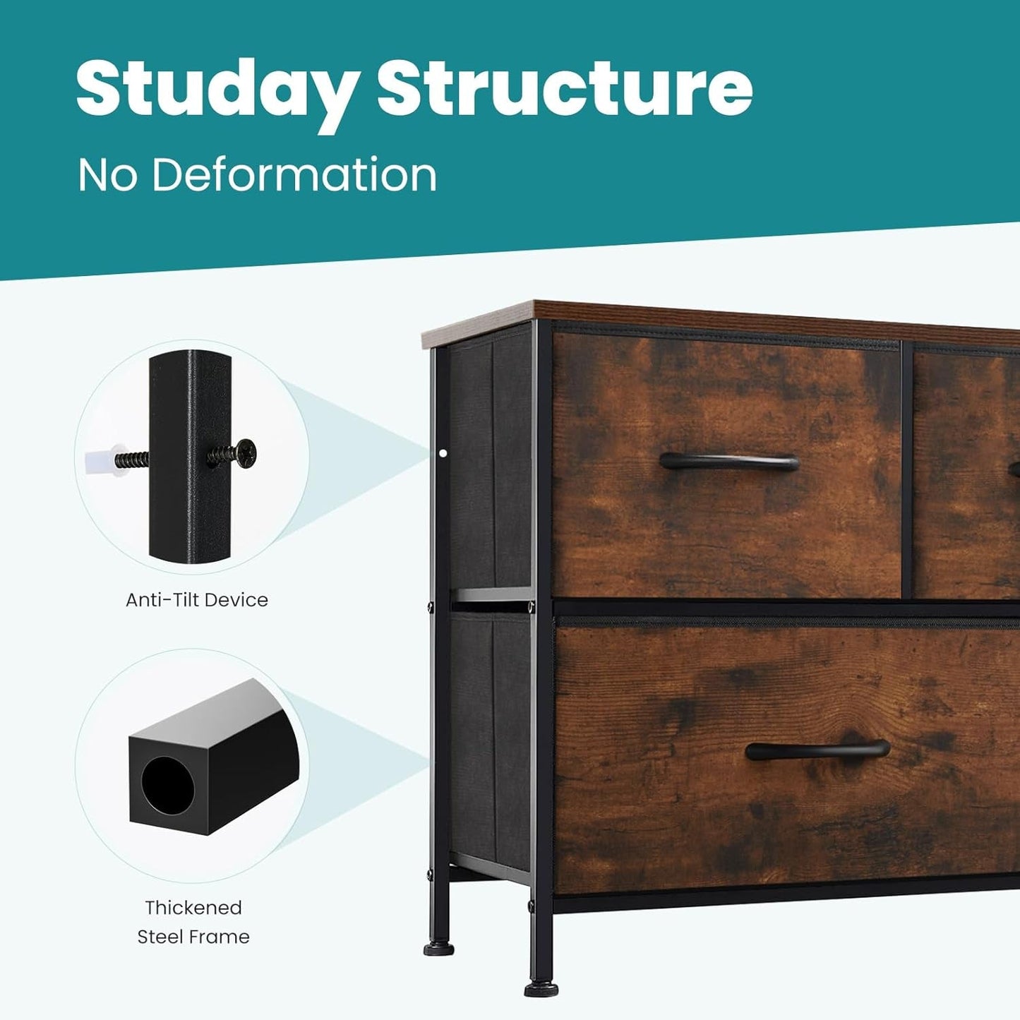 Dresser for Bedroom with 5 Drawers and Organizers