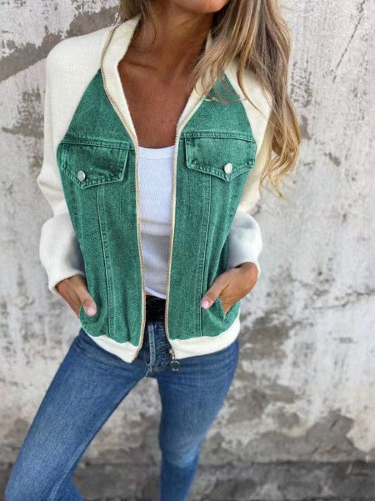 Zip up denim jacket