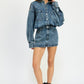 BUTTON UP DENIM MINI DRESS