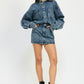 BUTTON UP DENIM MINI DRESS
