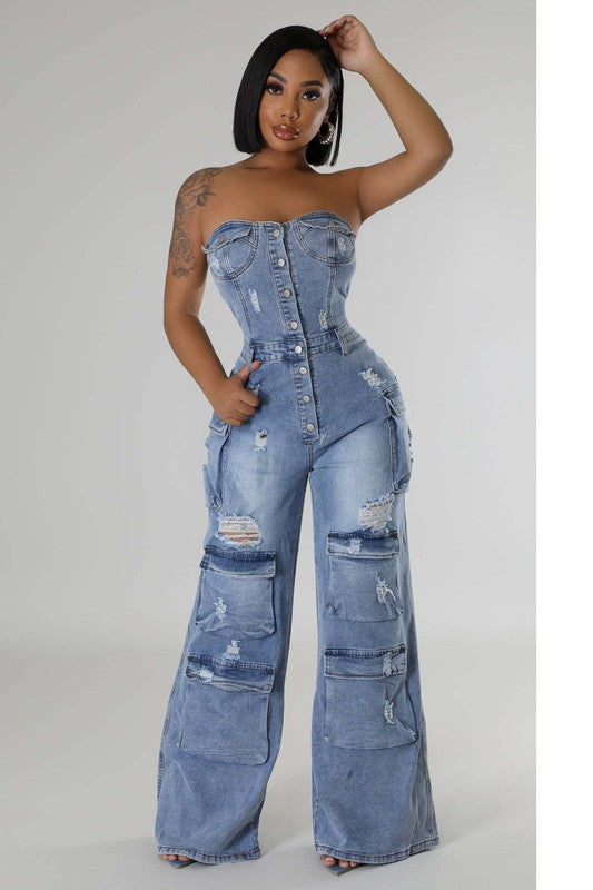 WOMEN FASHION DENIM JUMPSUIT