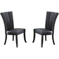 Black Faux Leather Upholstered Lines Back Set Of 2pc Chairs Dining