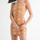 HALTER NECK PRINTED MINI DRESS WITH BACK TIE