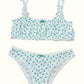 Blue French Romantic pointelle cotton made matching bralette set