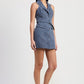 MINI HALTER COLLARED SLEEVELESS DRESS
