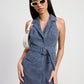 MINI HALTER COLLARED SLEEVELESS DRESS