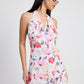 MINI HALTER NECK FLORAL DRESS