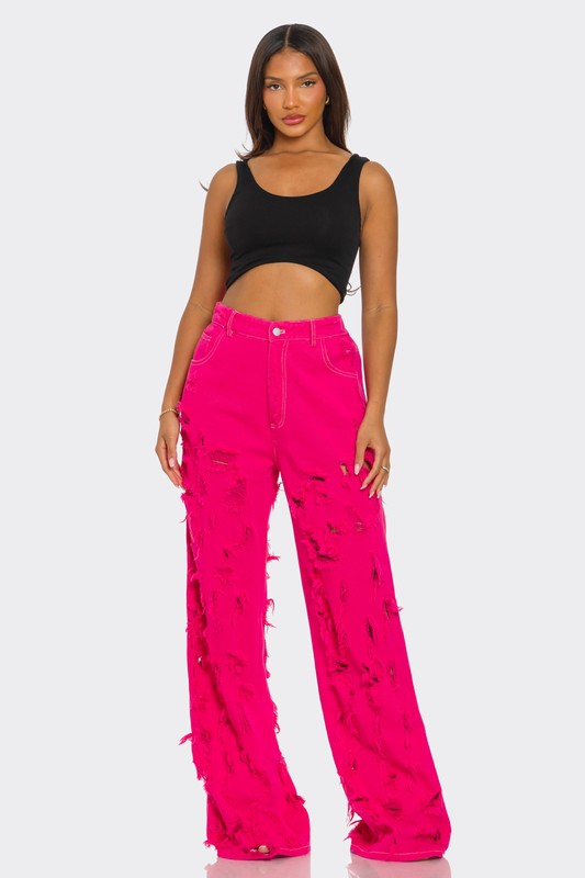 Fuchsia Frenzy Wide-Leg Jeans