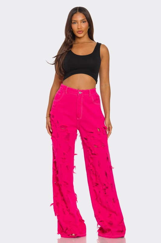 Fuchsia Frenzy Wide-Leg Jeans