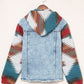 Geometric Print Frayed Hem Denim Jacket