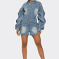 Sculpted Edge Denim Romper