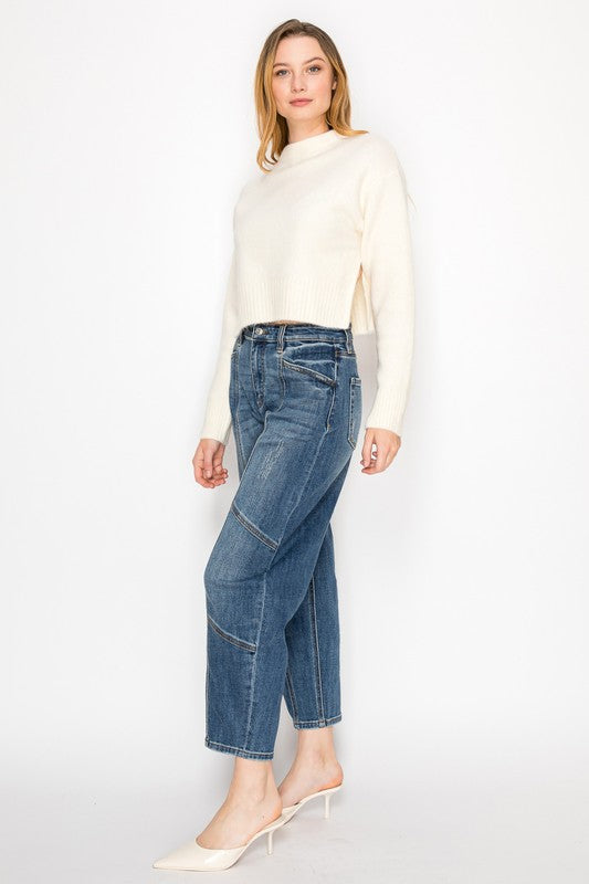 HIGH RISE RELAXED BARREL JEANS