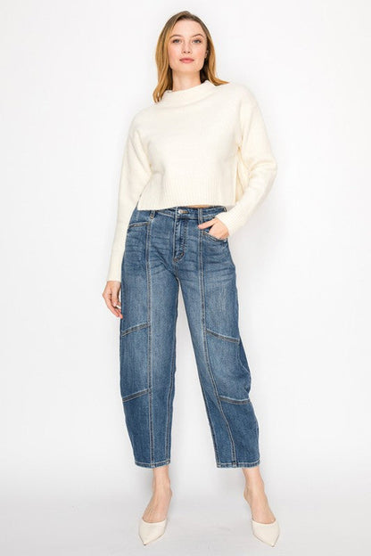 HIGH RISE RELAXED BARREL JEANS