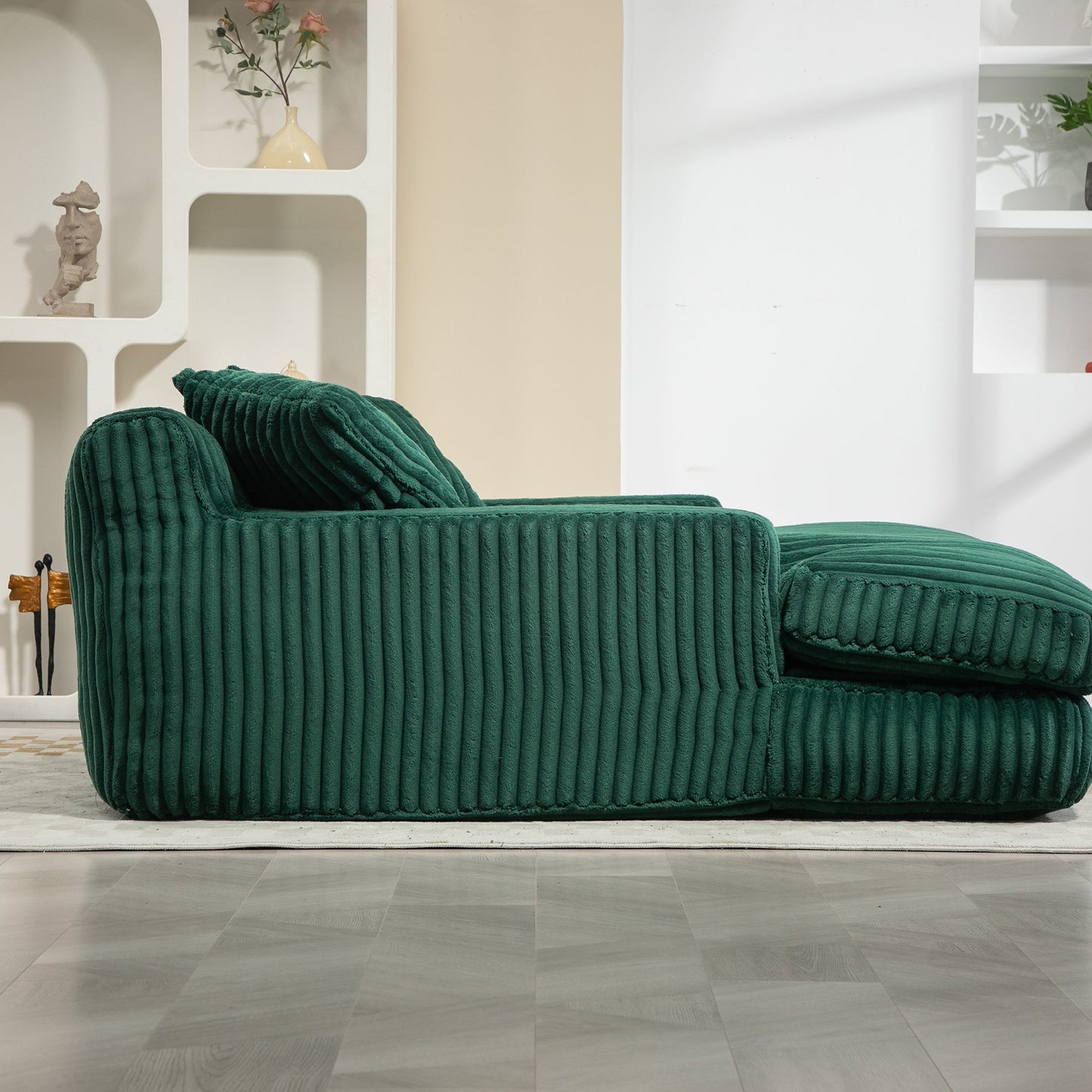 Corduroy lazy sofa With 3 back pillows,Comfy Sofa- Deep Seat Couch for