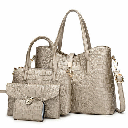 Solid Color Four-piece Handbags For Women's All Occasions