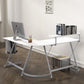 Vista L-Shape Desk with Monitor Stand, White