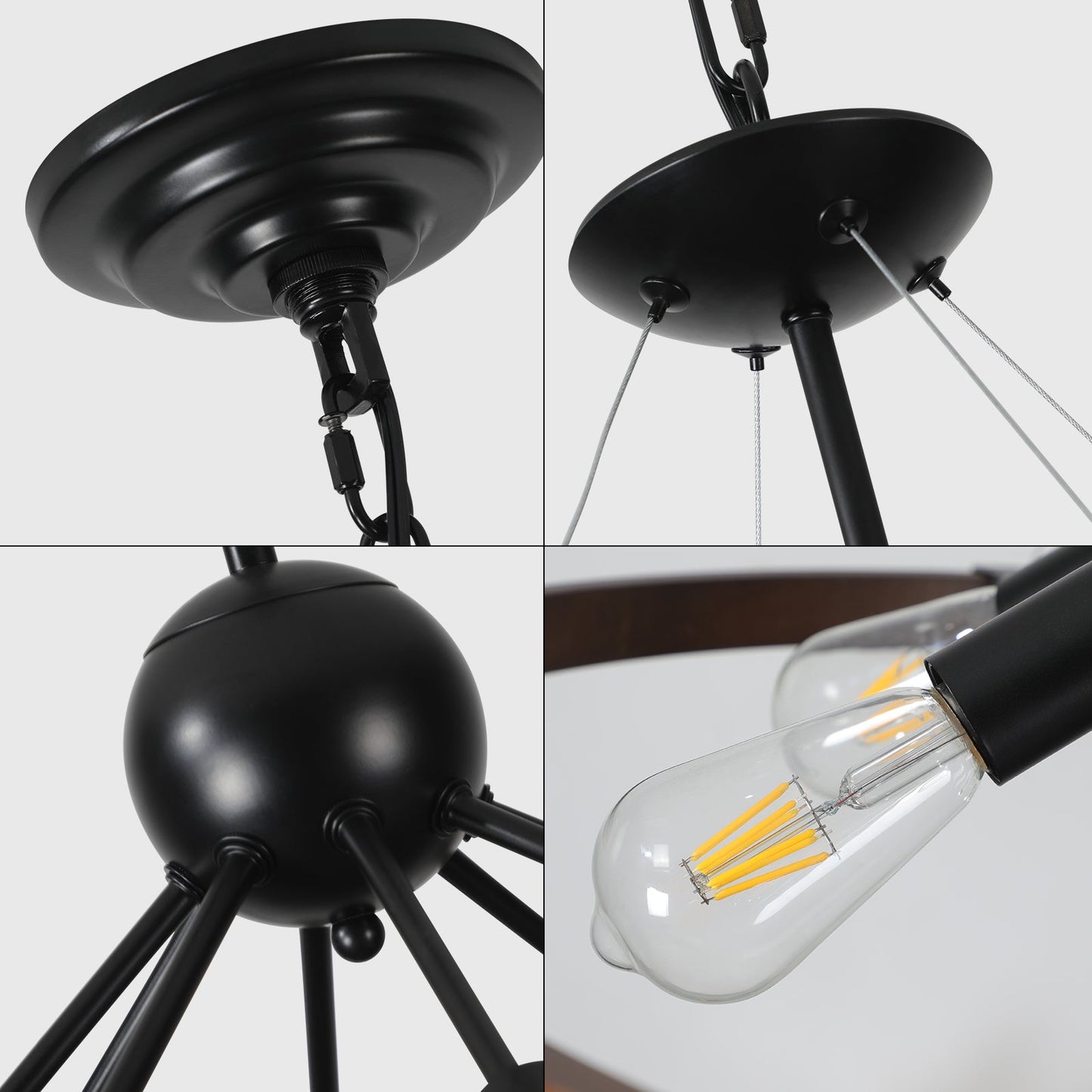8-Light Retro Farmhouse Chandelier For Kitchen, Living room, Dining