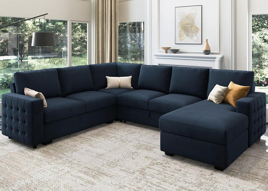 Sleeper Sectional Sofa with Pull Out Bed U Shaped Sectional Couch with