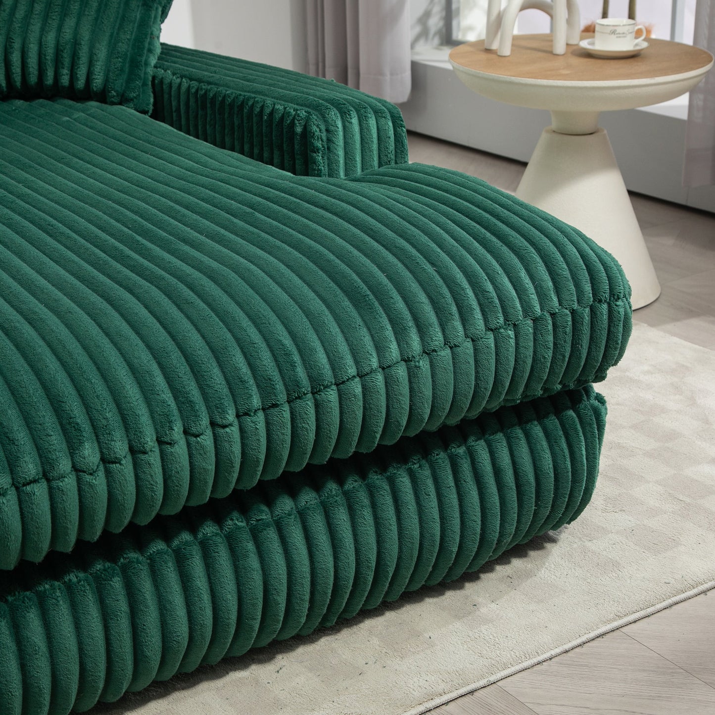Corduroy lazy sofa With 3 back pillows,Comfy Sofa- Deep Seat Couch for