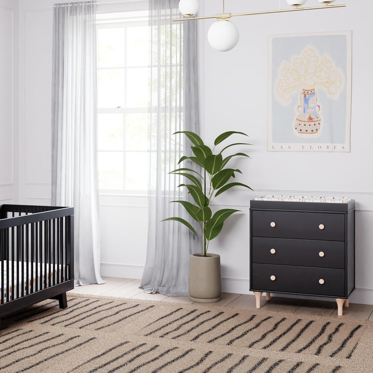 Lolly 3-Drawer Changer Dresser with Removable Changing Tray in Black