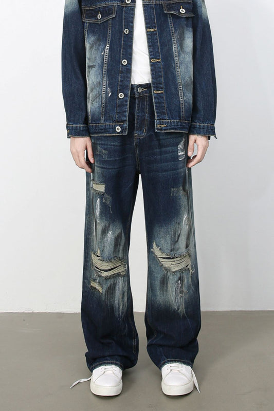Men's Distressed Jeans with Pockets – Rugged Denim Style | Walbiz