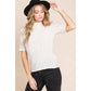 W RIB KNIT MOCK NECK TEE | L / BEIGE