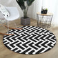 Black-White Decorative Round Rug, Circle Non Slip Area Carpet, Living