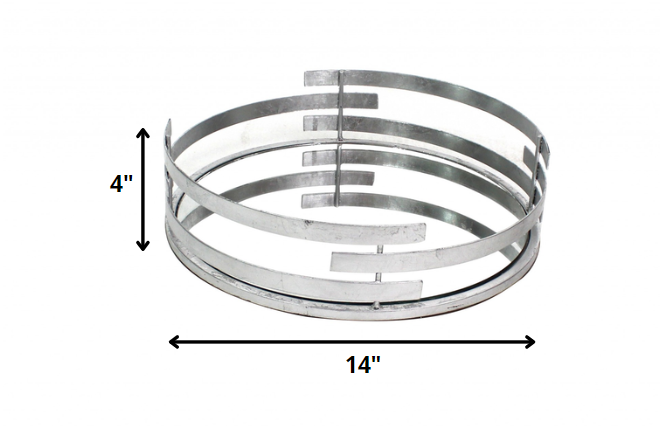 14 x 14 x 4 Silver Minimalist Line  Mirror Tray