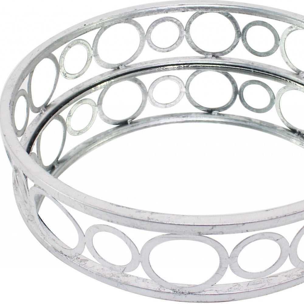 14 x 14 x 4 Silver Classic  Mirror Tray